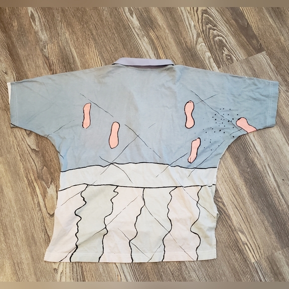 Vtg Ixspa Mens S 1/4 Button Collared Shirt Jamie Sadock Dolman Pastel Bull Steer - Picture 7 of 9